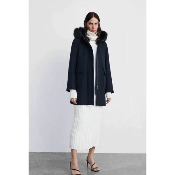 zara blue wool coat